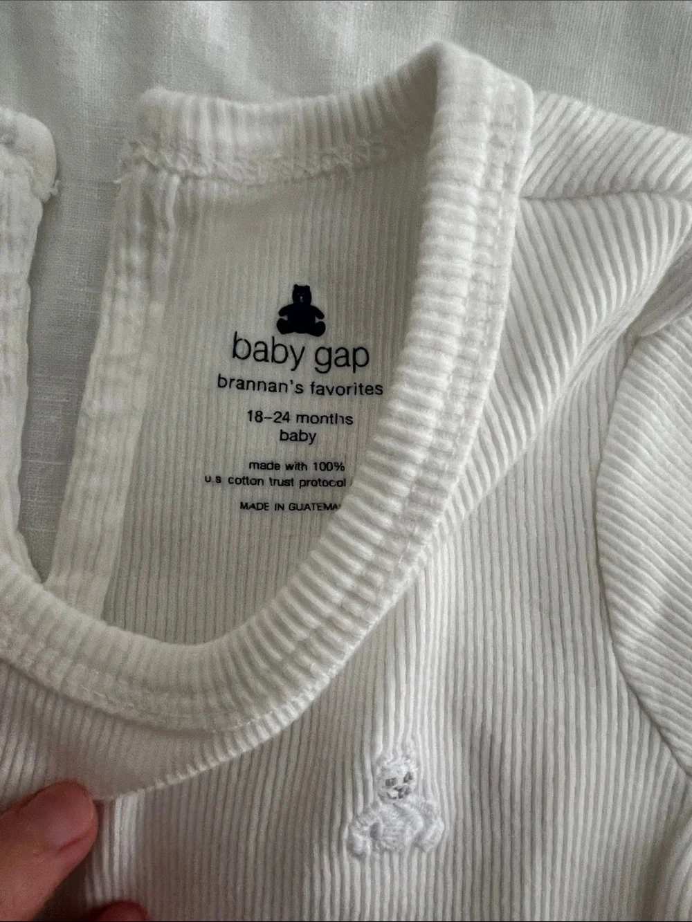 GAP Girls' White Ribbed Long-Sleeve Top